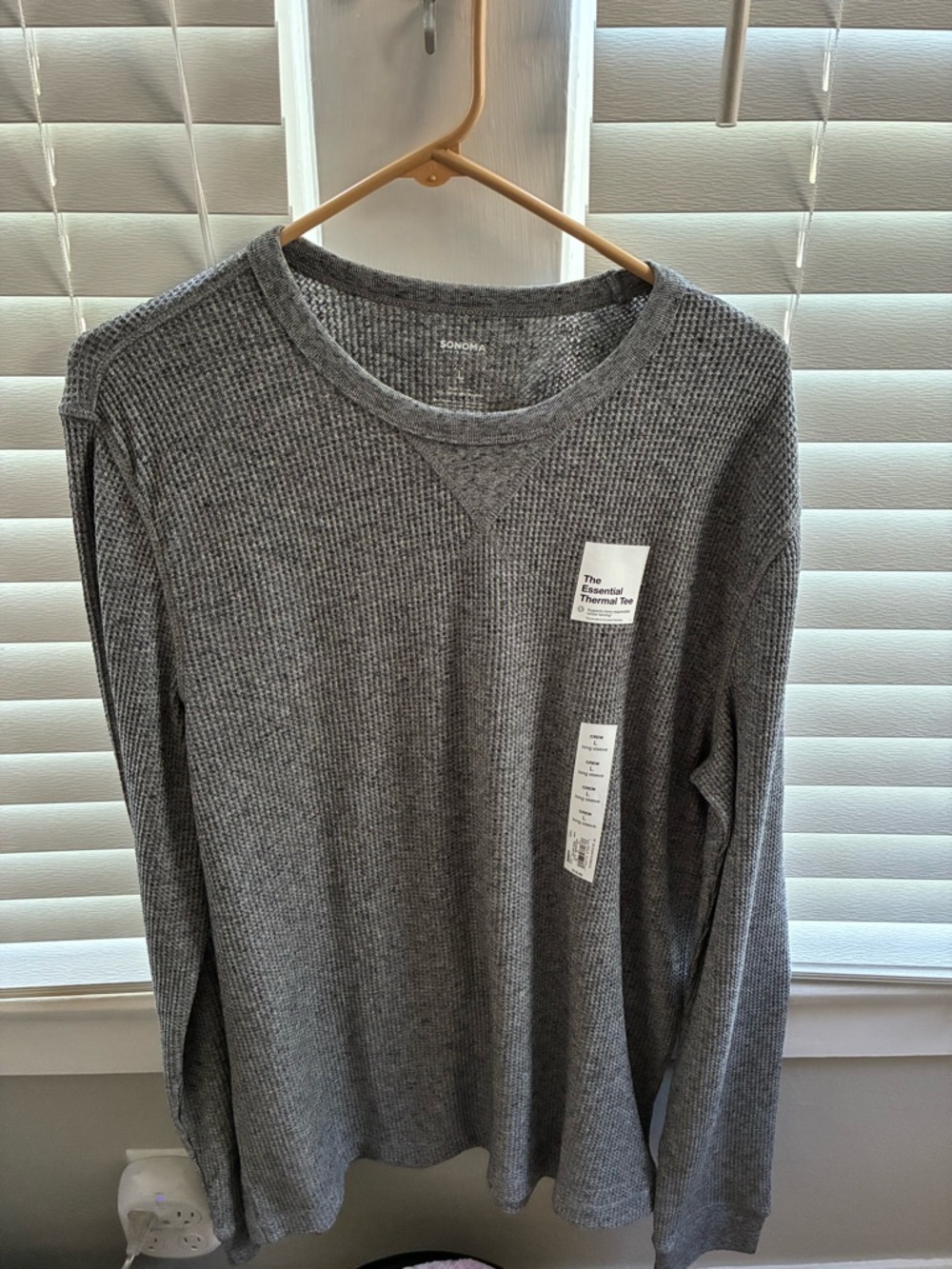 Sonoma Men's Gray Waffle Thermal Long-Sleeve Shirt